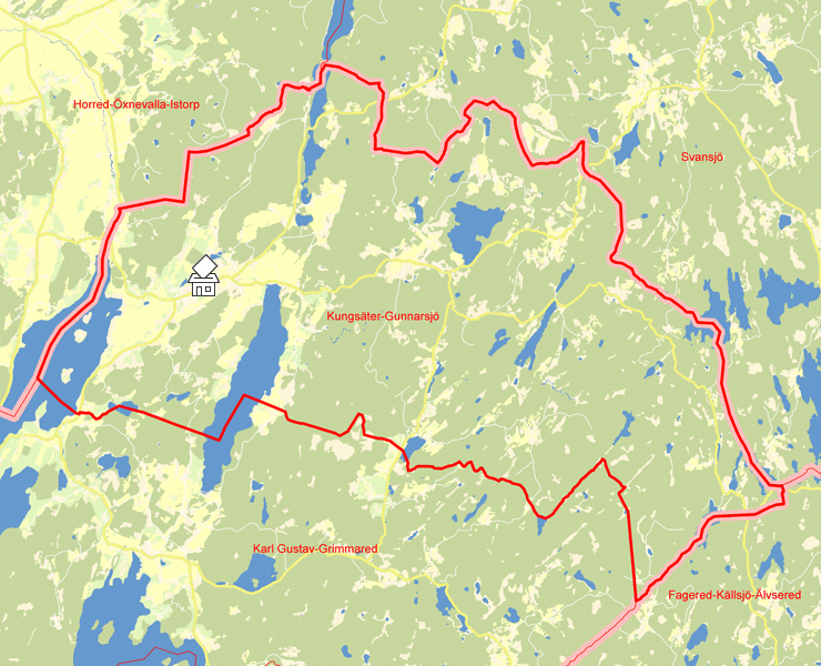 Karta över Kungsäter-Gunnarsjö
