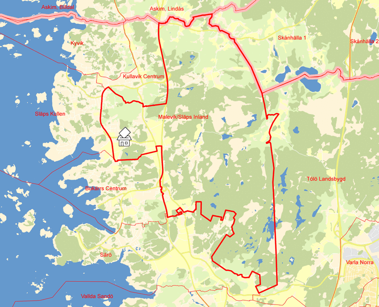 Karta över Malevik/Släps Inland