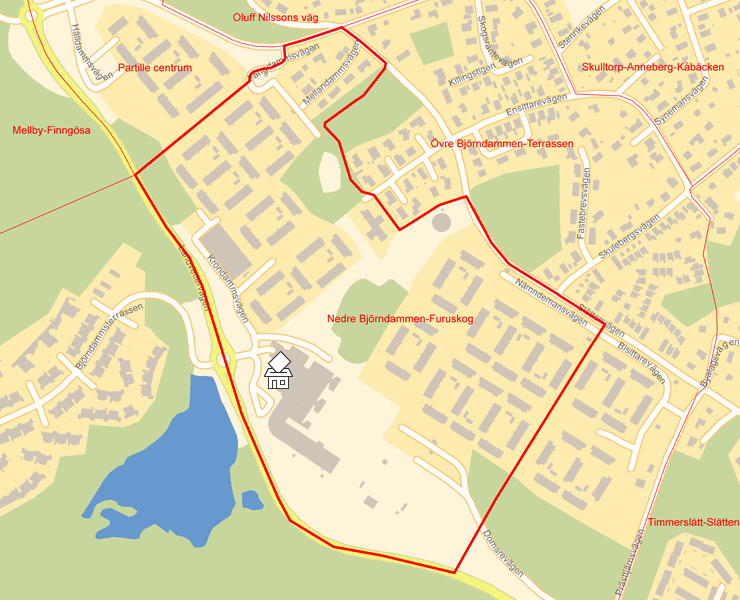 Karta över Nedre Björndammen-Furuskog