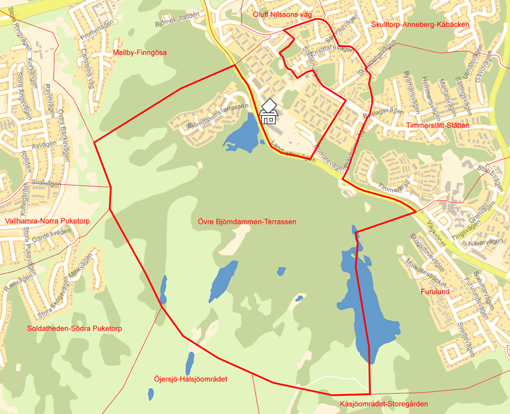 Karta över Övre Björndammen-Terrassen