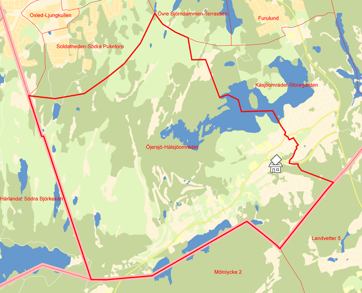 Karta över Öjersjö-Hålsjöområdet