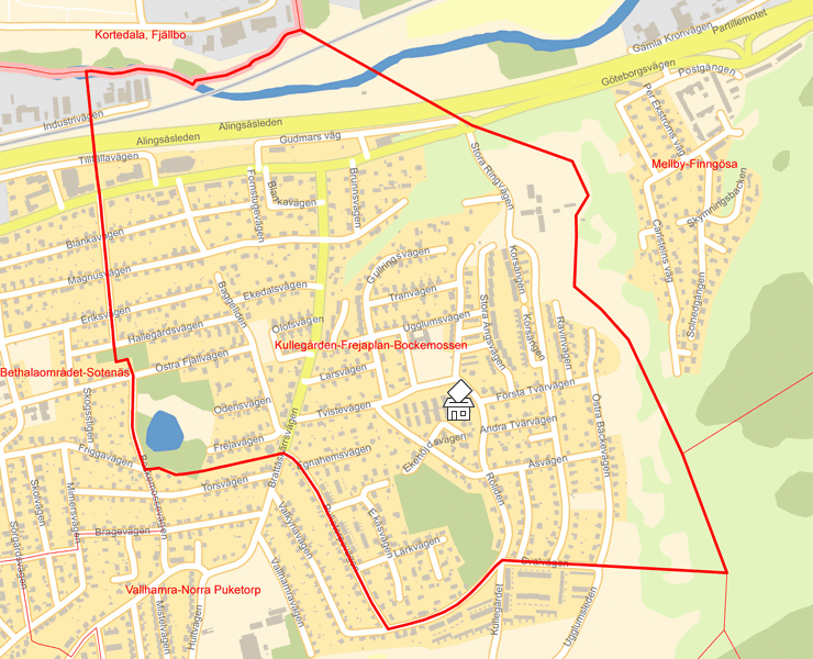 Karta över Kullegården-Frejaplan-Bockemossen