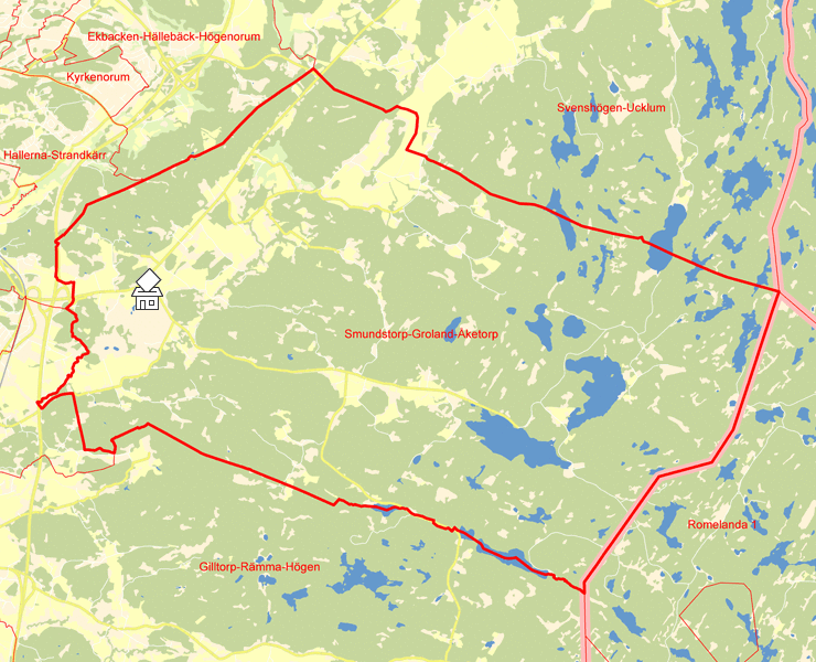 Karta över Smundstorp-Groland-Åketorp