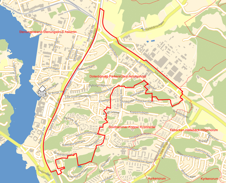Karta över Doterödsväg-ParkersGård-Nytorpshöjd