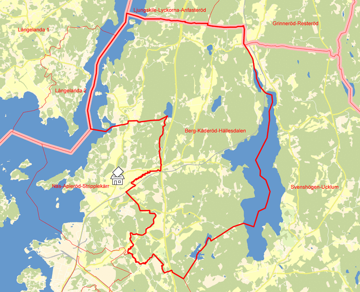 Karta över Berg-Käderöd-Hällesdalen