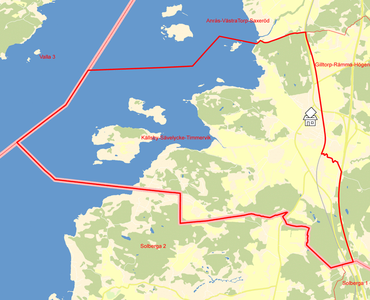 Karta över Källsby-Sävelycke-Timmervik