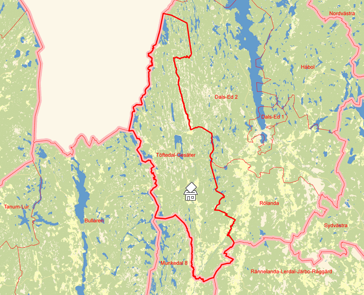 Karta över Töftedal-Gesäter