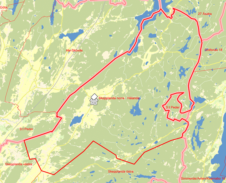 Karta över Skepplanda norra - Hålanda
