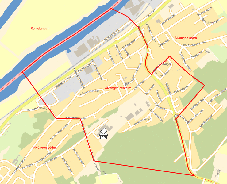 Karta över Älvängen centrum