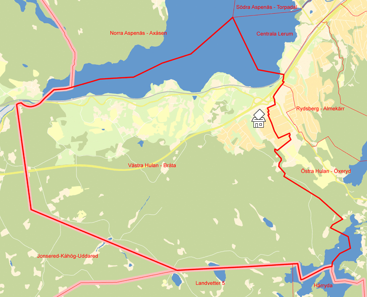 Karta över Västra Hulan - Bråta