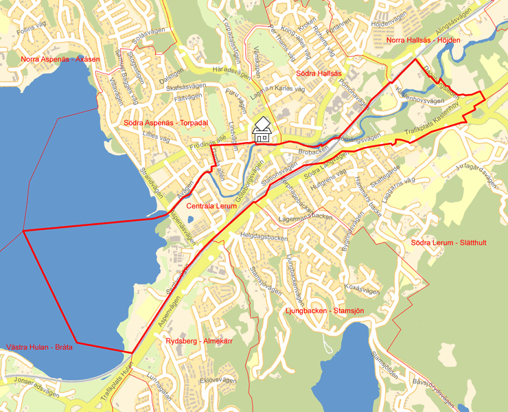 Karta över Centrala Lerum