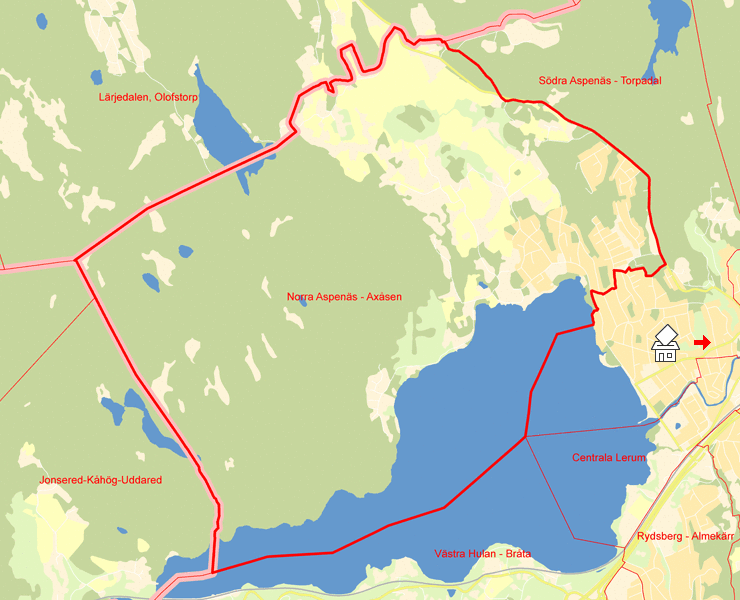 Karta över Norra Aspenäs - Axåsen