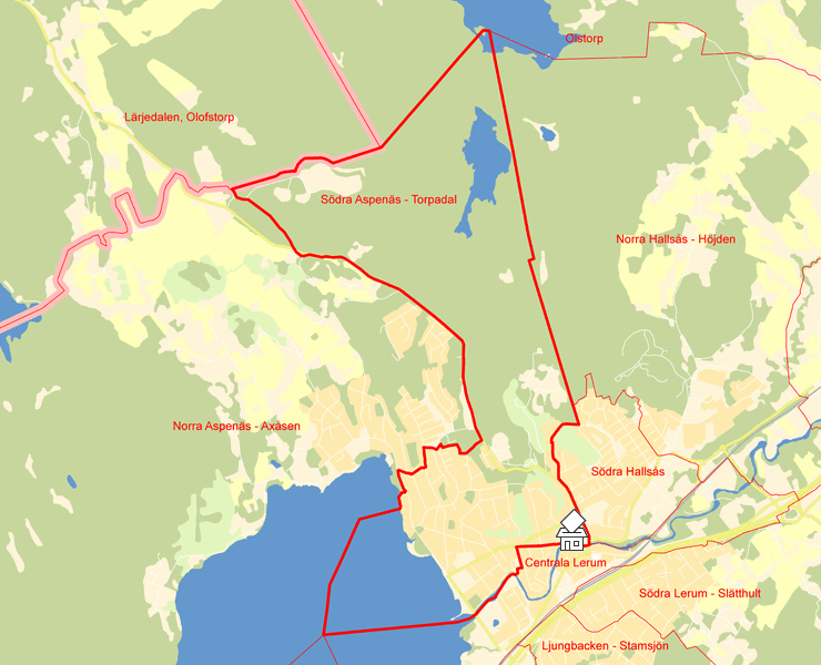 Karta över Södra Aspenäs - Torpadal
