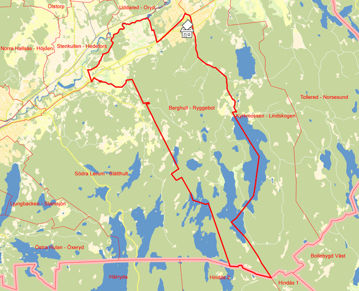 Karta över Berghult - Ryggebol