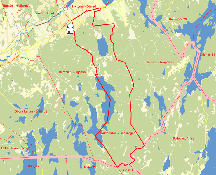 Karta över Kyrkmossen - Lindskogen