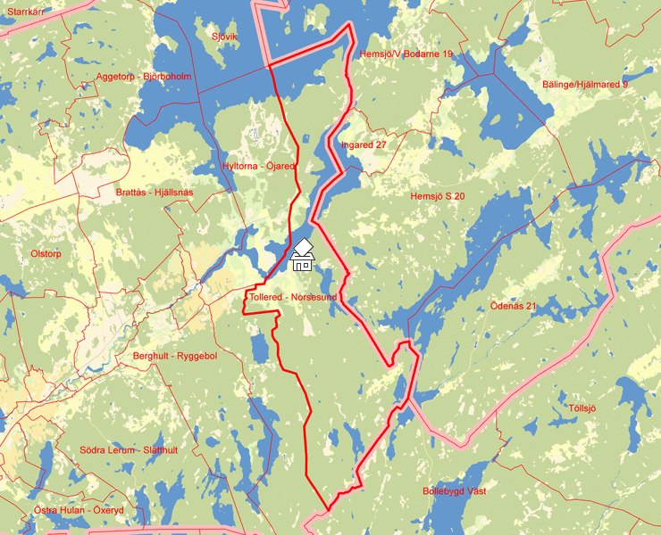 Karta över Tollered - Norsesund