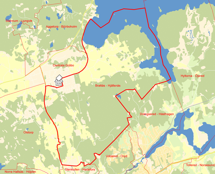 Karta över Brattås - Hjällsnäs