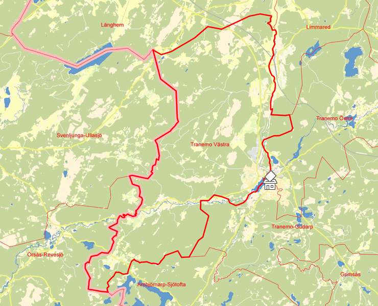 Karta över Tranemo Västra