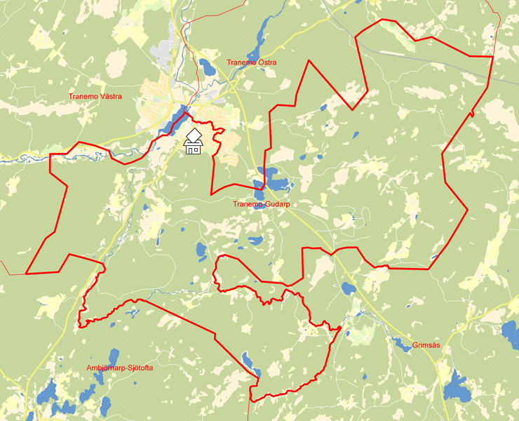 Karta över Tranemo-Gudarp