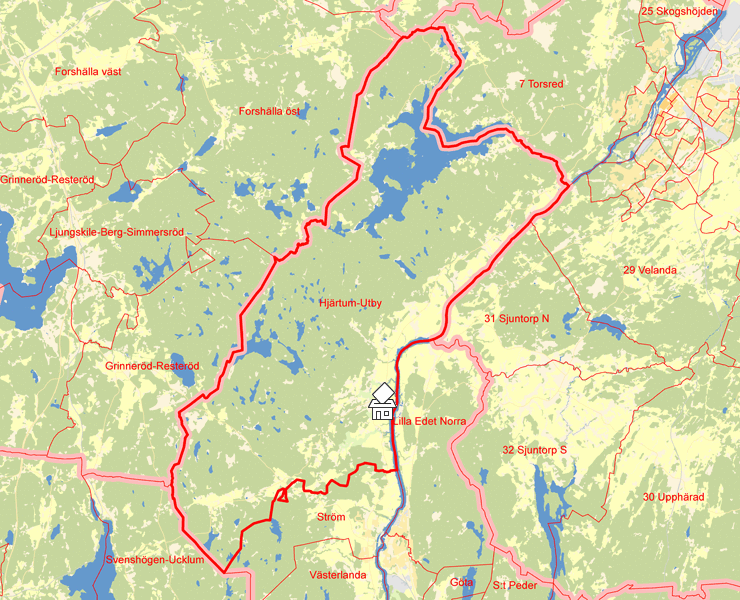 Karta över Hjärtum-Utby
