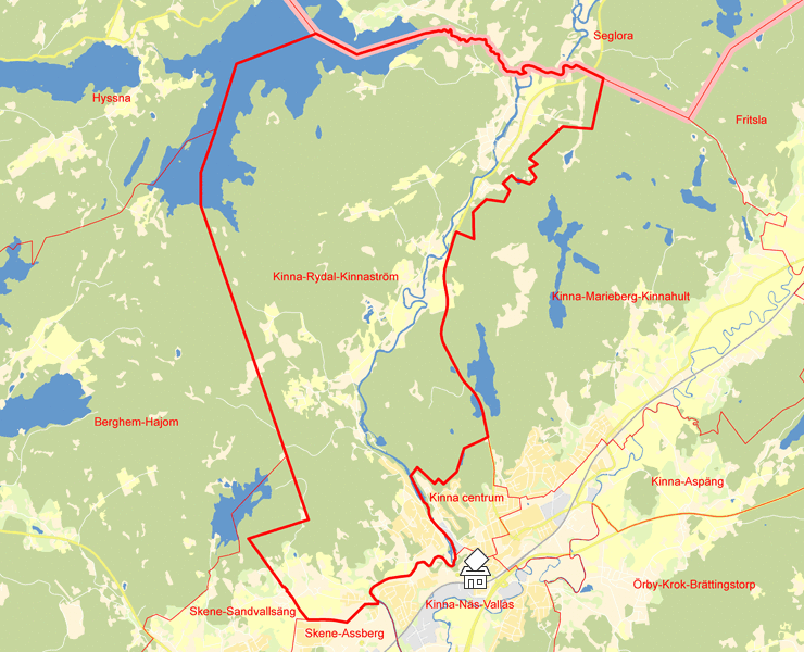 Karta över Kinna-Rydal-Kinnaström