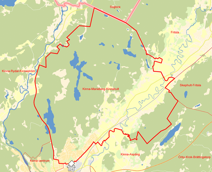 Karta över Kinna-Marieberg-Kinnahult