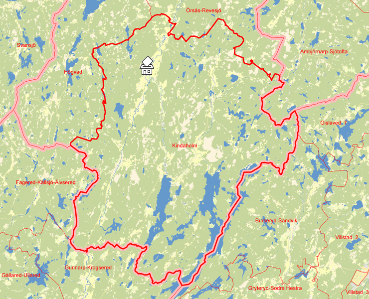 Karta över Kindaholm