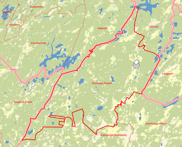 Karta över Sexdrega-Roasjö