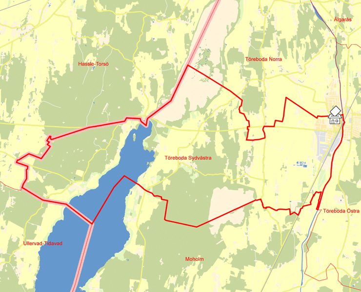 Karta över Töreboda Sydvästra
