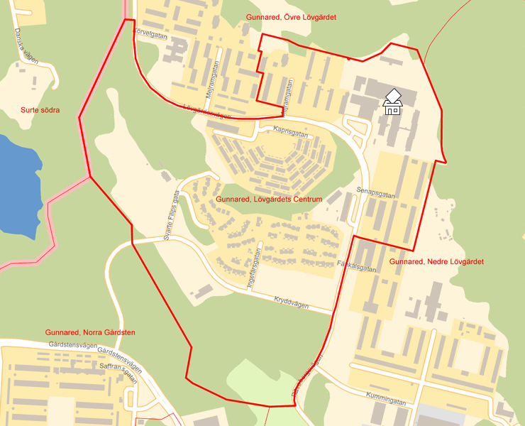 Karta över Gunnared, Lövgärdets Centrum