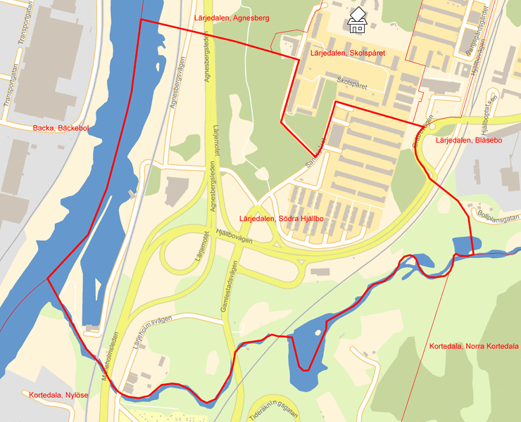 Karta över Lärjedalen, Södra Hjällbo