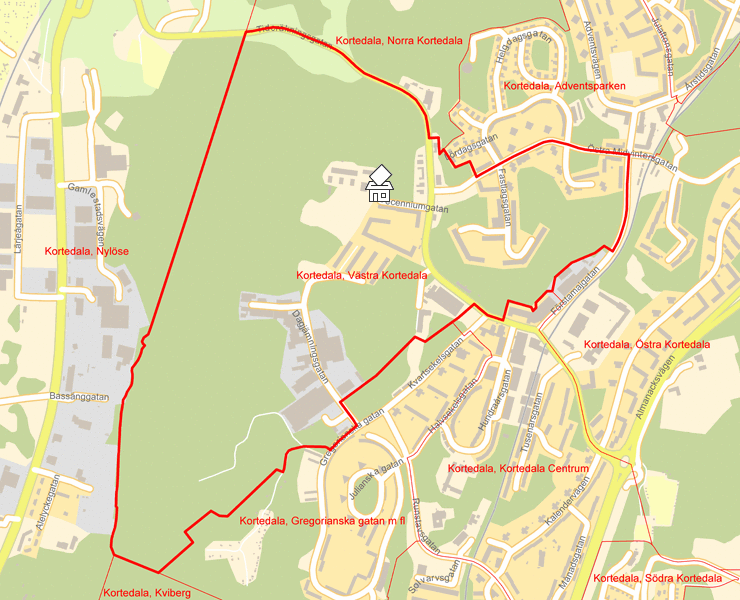 Karta över Kortedala, Västra Kortedala