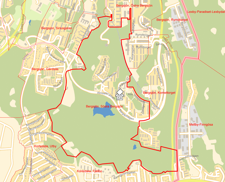 Karta över Bergsjön, Södra Bergsjön
