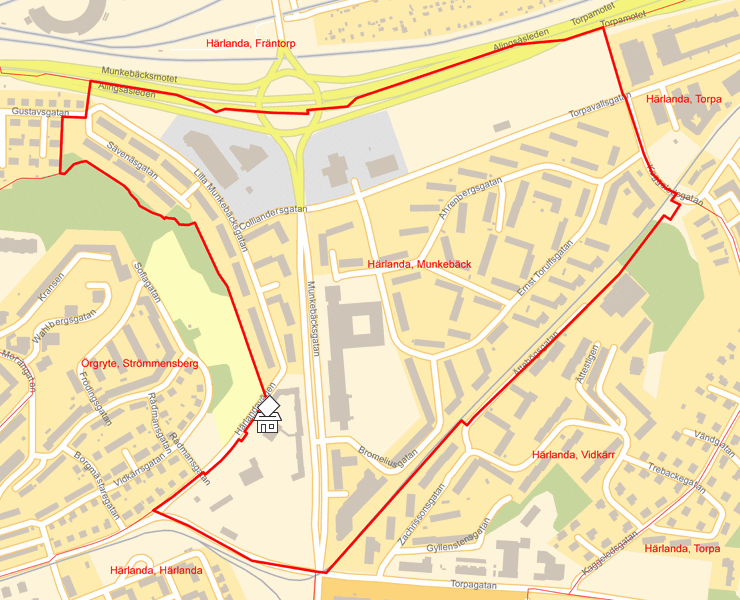 Karta över Härlanda, Munkebäck