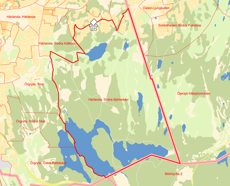 Karta över Härlanda, Södra Björkekärr