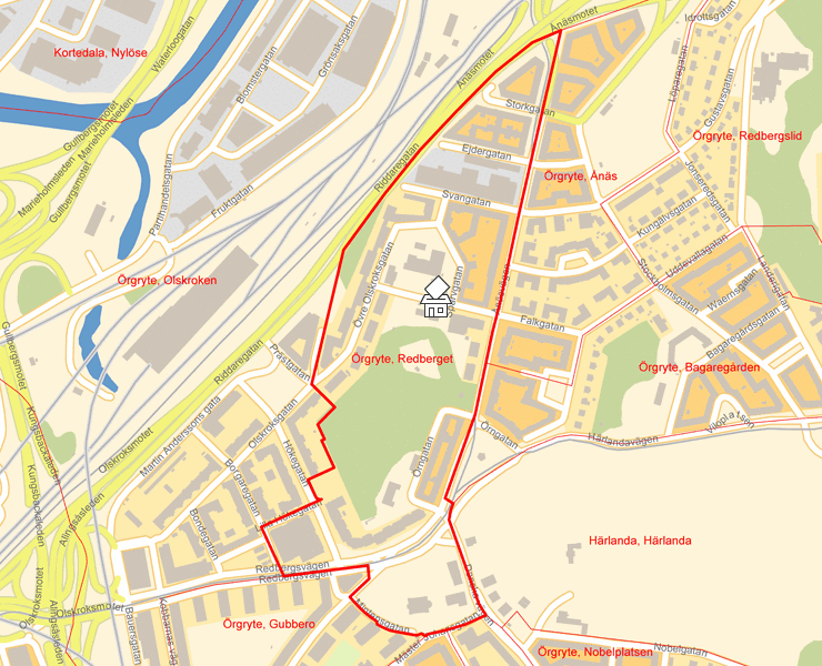Karta över Örgryte, Redberget