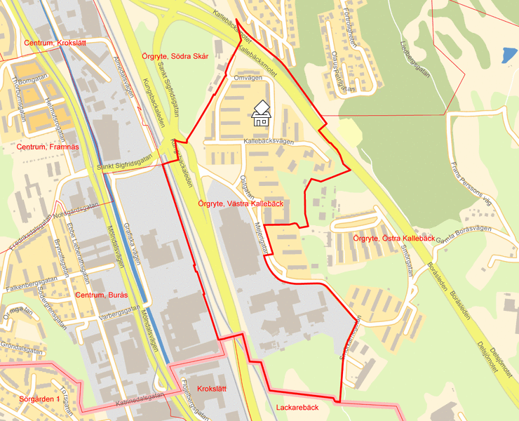 Karta över Örgryte, Västra Kallebäck