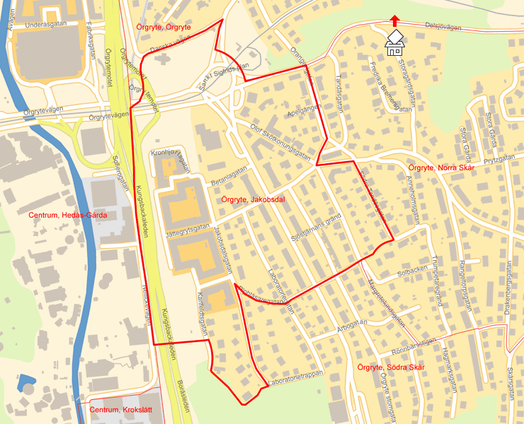 Karta över Örgryte, Jakobsdal