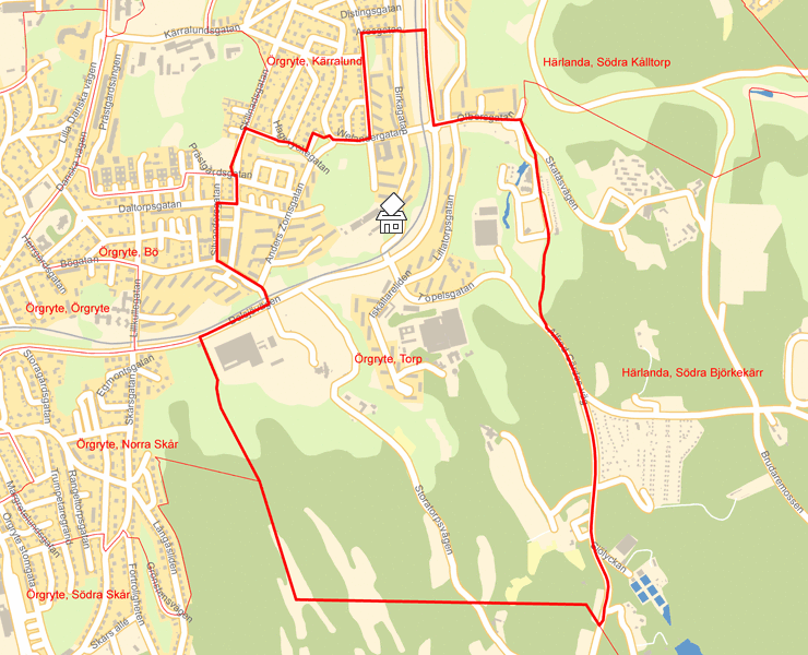 Karta över Örgryte, Torp