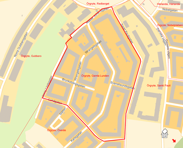 Karta över Örgryte, Gamla Lunden