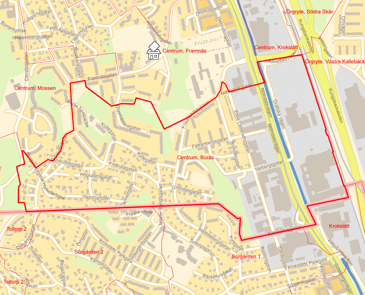 Karta över Centrum, Burås