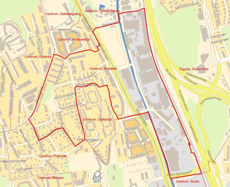 Karta över Centrum, Krokslätt