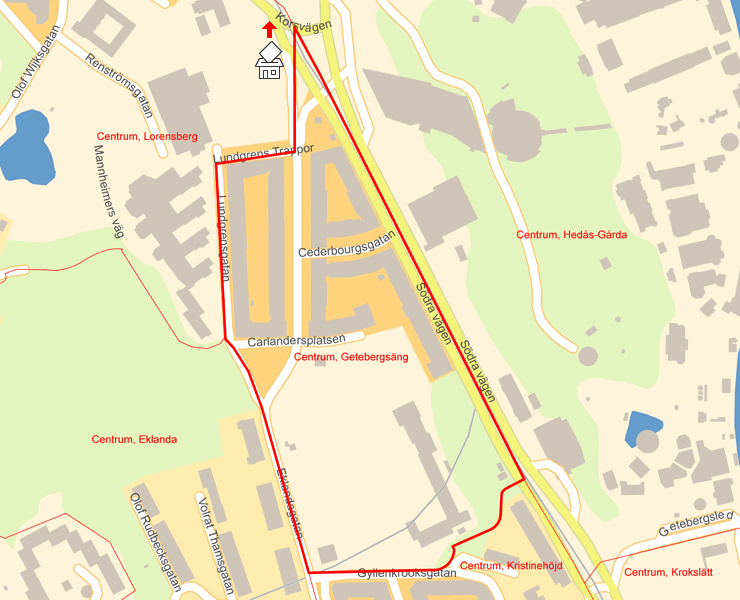Karta över Centrum, Getebergsäng