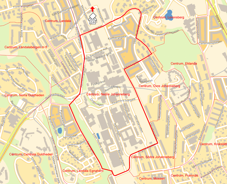 Karta över Centrum, Nedre Johanneberg