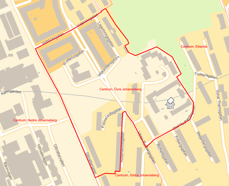 Karta över Centrum, Övre Johanneberg