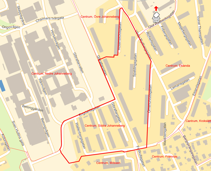 Karta över Centrum, Södra Johanneberg