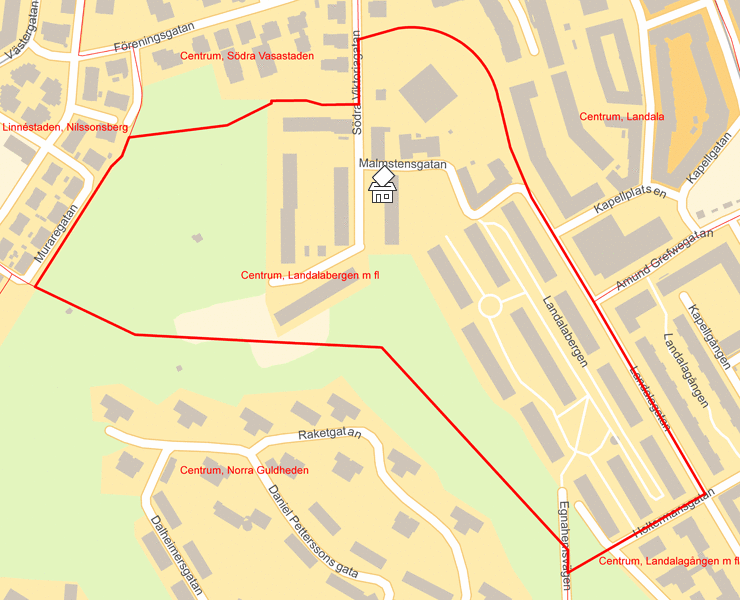 Karta över Centrum, Landalabergen m fl