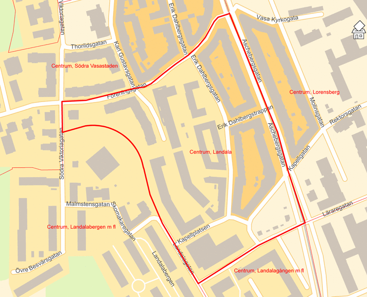Karta över Centrum, Landala