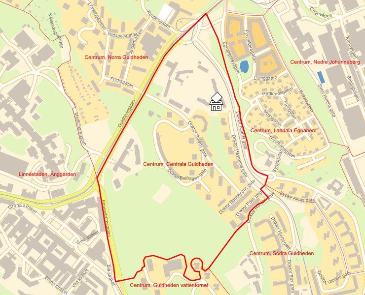Karta över Centrum, Centrala Guldheden