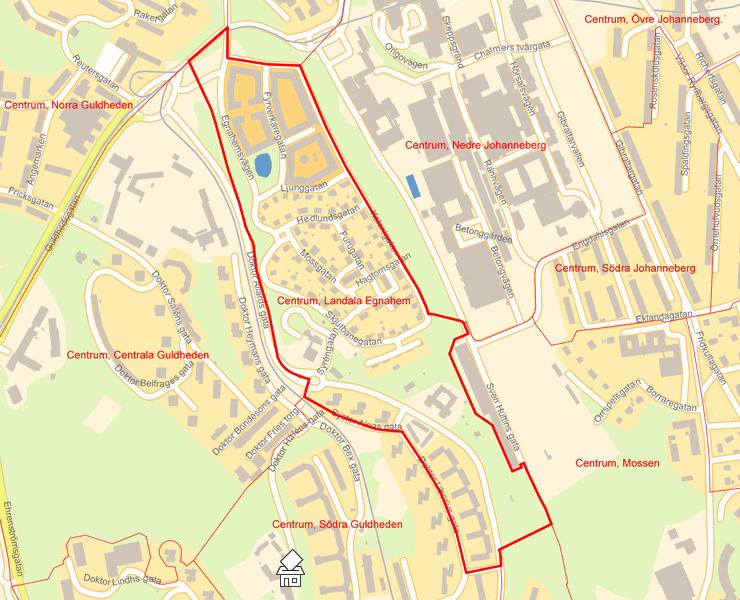 Karta över Centrum, Landala Egnahem